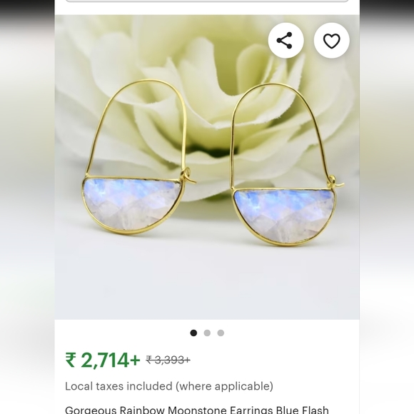 🌹The Quiet Luxury Collection🌹 Real Moonstone Gold Plated Earrings - Picture 17 of 17